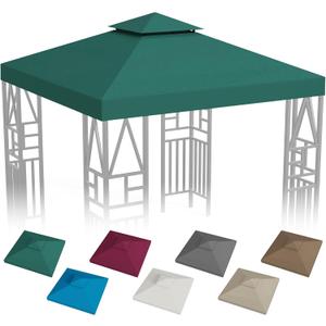 Gazebo Canopy Replacement 10x10ft Outdoor Shelter for Smaller Top Double Tiered Canopy Cover (Green)