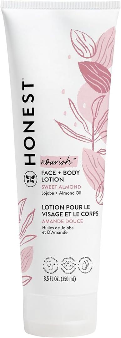 The Honest Company Hydrating Face and Body Lotion Fast Absorbing Naturally Derived Hypoallergenic Sweet Almond Nourish 8.5 fl oz