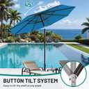 AreShark 9FT Patio Umbrella with Solar Lights, 32 Lighted Pool Umbrella w/Tilt and Crank, Outdoor Market Solar Umbrellas for Garden, Deck, Backyard, Pool and Beach, Royal Blue