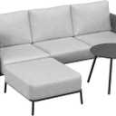 EAST OAK Life Chatter Patio Furniture Set, Outdoor Furniture Sectional Sofa Set with Round Coffee Table, 4 Seats Sofa Deep Seating with Thick & Washable Cushions, Earth Black & Misty Grey