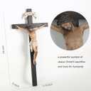 BC Catholic Crucifix Wall Cross in 24" H Jesus Christ indoor Home Decor Collectable Religious Gifts Renaissance Sculpture handmade By Buildclassic, 24.4"L x 11.9"W