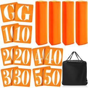 Libima 16 Pcs Football Yard Marker Set Include 11 Football Field Yard Line Marker High Visibility 4 Weighted Ball End Zone Pylons with Carrying Bag for Training Sporting Equipment (Orange)