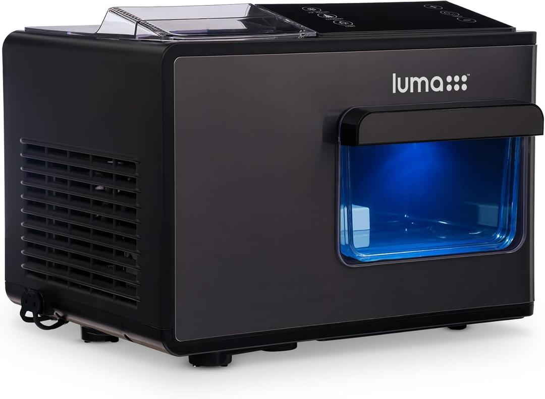 Luma Nugget Countertop Ice Maker, 44 lbs in 24 Hours, Black Stainless Steel Ice Machine, Perfect for Home Bar, Kitchen Countertop, RV, Home Office