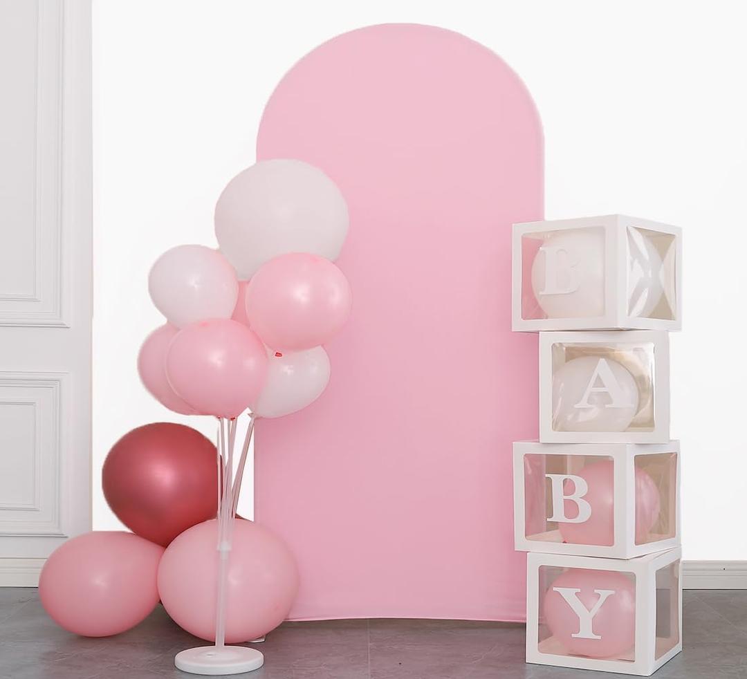 JFDYDM Pink 6FT Spandex Arch Backdrop Cover, Included Components for Wedding, Party Celebration Decoration