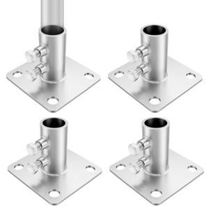4 Pcs 1-9/16'' Chain Link Fence Pole Plange, Heavy Duty Round Fence Post Base Surface Mount
