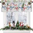 Snowman Curtains Valance for Bedroom Living Room, Christmas Tree Red Cardinals Curtains & Drapes Rod Pocket Seasonal Winter Snowy Scene Valance for Kitchen Window Curtains Over Sink 54x18in,1 Panel