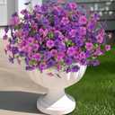 Artificial Fake Mums Flowers for Outdoor Fall Decor, 12 Bundles Faux Flowers Plants Silk Daisy for Planter Pot Colorful UV Resistant Look Real for Front Door Porch Patio Outside Yard(Light Purple)