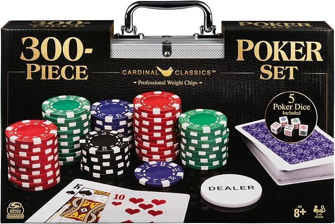 Spin Master Games, Cardinal Classics, 300Piece Poker Set with Aluminum Carrying Case & Professional Weight Chips & Poker Dice, for Ages 8+