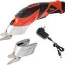 Cordless Electric Scissors with Two Blades - Fabric, Leather, Carpet, Cardboard and Box Cutter - 3.6V Lithium-Ion Rechargeable Battery by Stalwart (Red)