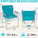 #WEJOY Folding Beach Chair for Adults, Lightweight Beach Chair with Shoulder Straps, High Back Camping Chairs with Hard Armrest, Supports 300lbs for Outdoor Lawn Concert, Tall