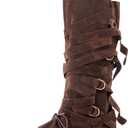 Medieval Pirate Boot Covers Men Women: Faux Leather Renaissance Boots Cover Steampunk Viking Costume Accessory for Halloween, Large Wide