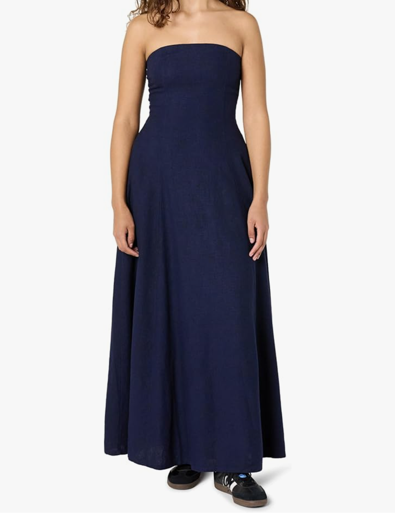 The Drop Women's Carlota Strapless Linen Maxi Dress, L