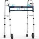 Narrow Walkers for Small Doorways - Width Height Adjustable Walker, Folding Walkers for Seniors Handicapped & Disabled, Standard Walkers for Tight Spaces, Steel Frame Support to 350 lbs
