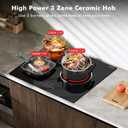 Electric Cooktop 24 Inch - 3 Burner Bulit-in Electric Ceramic Cooktop, Radiant Ceramic Stovetop with 9 Heating Level, Timer, Safety Lock, 5200W 220-240V Hard Wire Sensor Touch Control(No Plug)