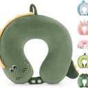 Niuniu Daddy Crocodile Kids Neck Pillow for Traveling, 100% Memory Foam Travel Pillow, Airplane Travel, Road Trip Essentials for Children Neck Support, Stop Head from Falling Forward to Sleep