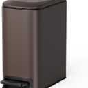 Cesun Small Bathroom Trash Can with Lid Soft Close, Step Pedal, 6 Liter / 1.6 Gallon Stainless Steel Garbage Can with Removable Inner Bucket, Anti-Fingerprint Finish (Brown) (Brown)