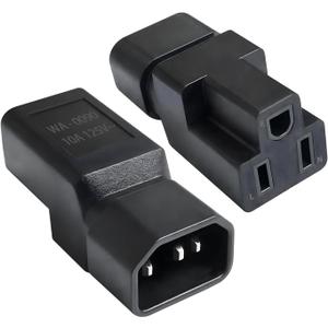2 Pack IEC320 C14 Male to Nema 5-15R PDU USA UPS Extension Power Plug Adapter,IEC C14 Male Plug to Nema 5-15R US 3 Pin Female Power Adapter Connector