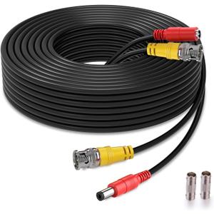 BNC Cable 150ft All-in-One Siamese BNC Video and Power Security Camera Wire, CCTV Cable with 2 Female Connectors for All Max 5MP HD CCTV DVR Surveillance System (150ft Cable,Black)