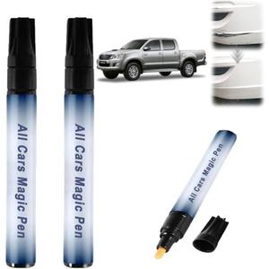 Car Scratch Remover Pen All Cars Magic Pen, Weatherproof Touch-Up Paint Pen for Minor Clear-Coat Scratches, Quick Fix, Fits All Vehicle Colors, Travel-Friendly (2Pcs)