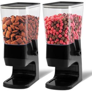 Cereal Dispenser Countertop, Kitchen Organization Cereal Containers Storage, 3.2L Candy Dispenser Plastic Cereal Dispenser for Pantry, Snack Containers Can Hold Granola, Dry Food, Grain, Black, 2Pc