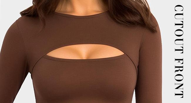 CLOZOZ Cut Out Tops for Women Sexy Crewneck Crop Top , XL