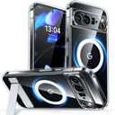 CANSHN Magnetic for Google Pixel 10 Pro XL Case(6.8") with Durable Metal Stand, Upgraded [Full Camera Protection] Transparent Back, Hard Case Cover, Clear