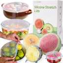 Reusable Silicone Stretch Lids for Food Storage – Elastic Bowl Covers Fit Round & Rectangle Containers, Jars, Cups – Heat Resistant, Dishwasher Safe, Premium Kitchen Gadgets (7Piece Set)