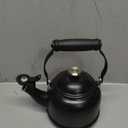 Le Creuset Enamel On Steel Demi Tea Kettle with Metal Finishes, 1.25 qt, Licorice (1.3 Quarts)
