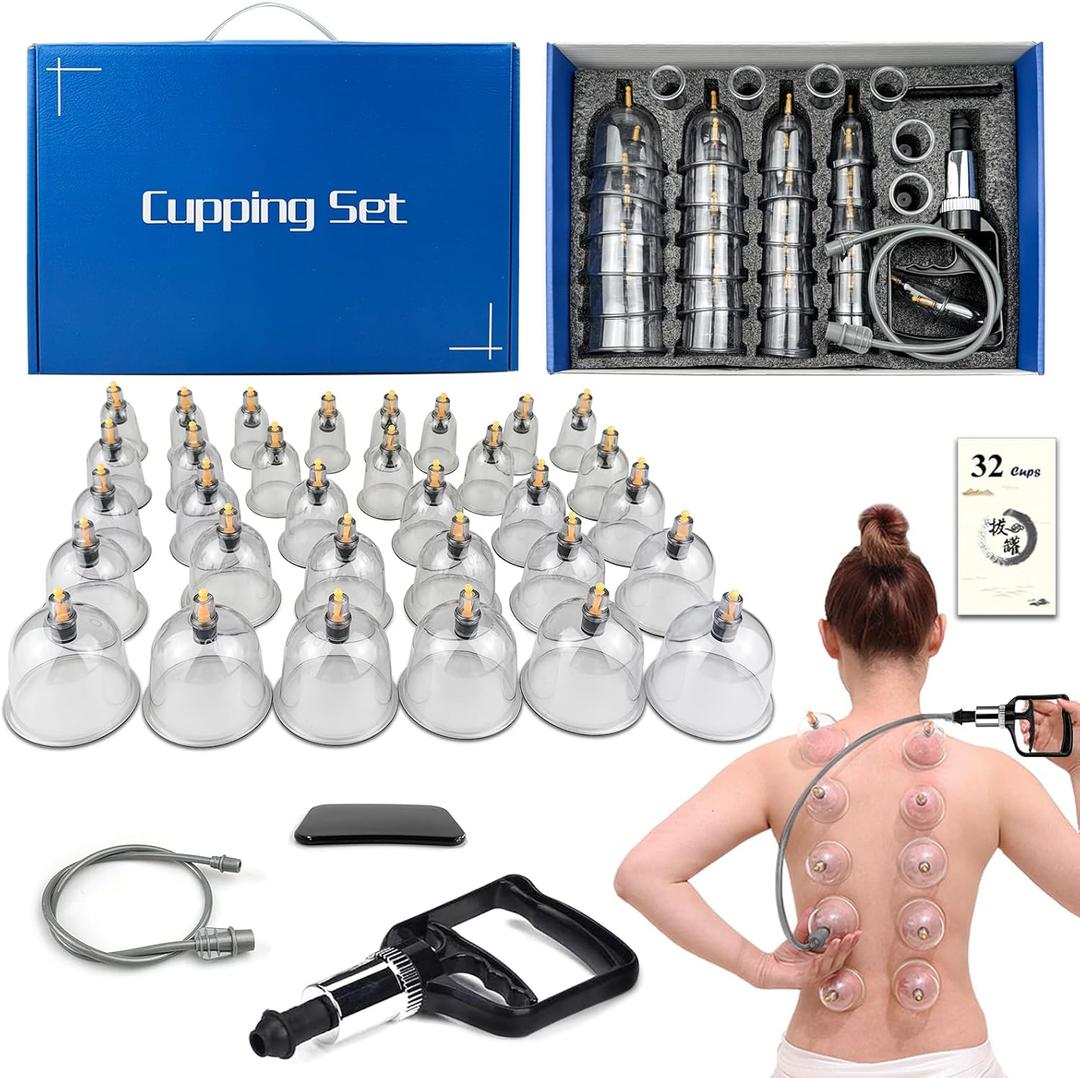 Cupping Set, 32 Cups Cupping Kit for Massage Therapy, Professional Chinese Therapy Set for Back Massage, Pain Relief