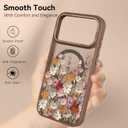 DOMAVER for iPhone 17 Pro Case, Magnetic Phone Case iPhone 17 Pro [Compatible with MagSafe] Slim Fit Flowers Floral Design Shockproof Protective Bumper Women Men Girls Boys Cover, Spring-Brown
