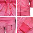 LeeHanTon Womens 2 Piece Outfits Velour Tracksuits Long Sleeve Sports Sweatsuits Jogging Velvet Lounge Set (Pink, XXL)