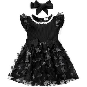 PATPAT Baby Girl Princess Dress Sleeveless Cotton Tutu Dress Infant Girls Splicing Mesh Ruffle Dress (3-6 Months, Pink Floral)