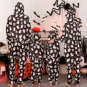 ANGELGGH Matching Halloween Onesie Pajamas Family Holiday Hooded PJs Adult Couples One Piece Sleepwear Funny Ugly Loungewear (Small, Ghost)