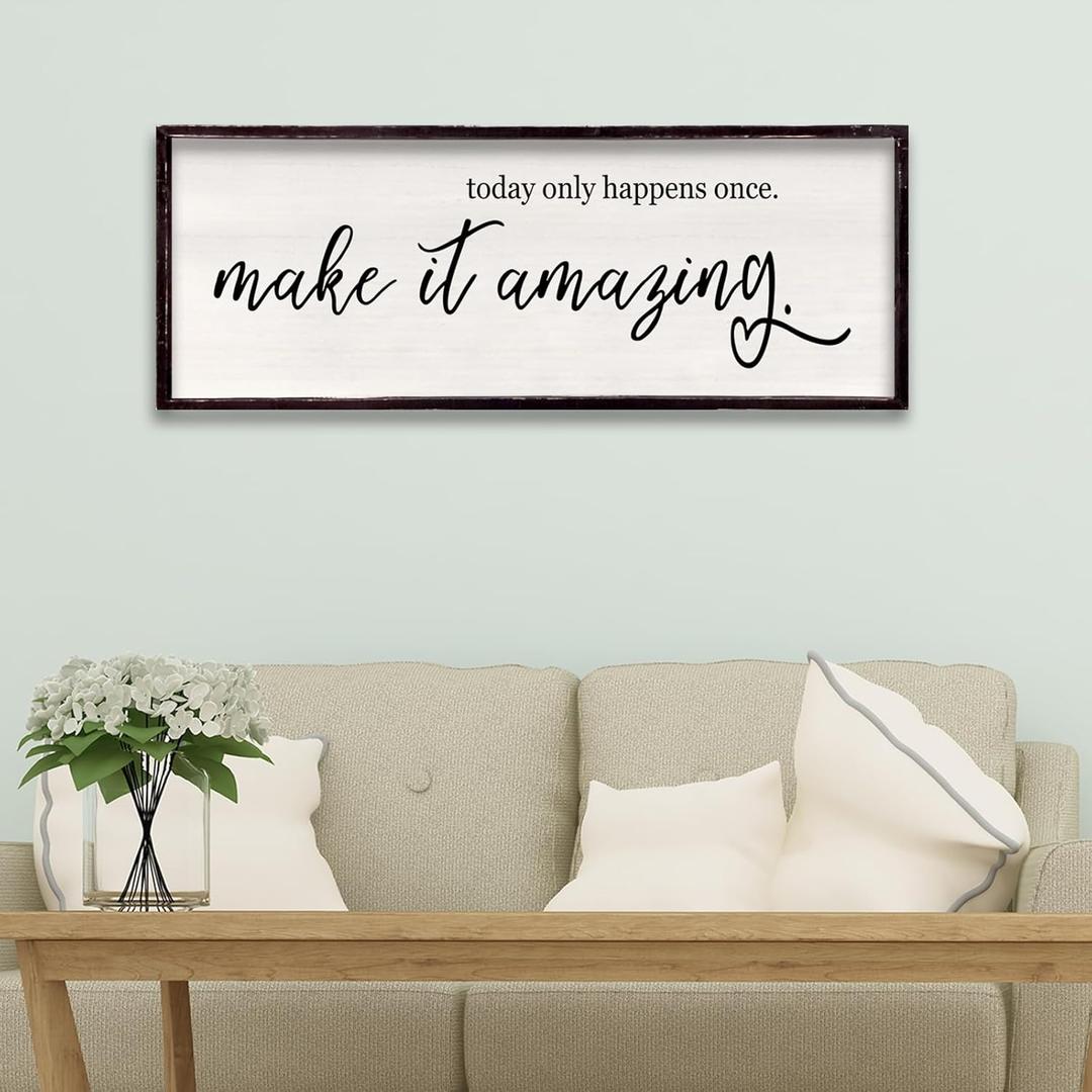 Today Only Happens Once Make It Amazing Framed Wall Art, 32''12'' Rustic Religious Christian Lords Prayer Sign for God Jesus Christ Prayer, Horizontal Holy Inspirational Catholic Scripture Decor