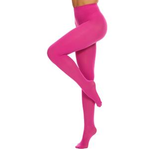 CozyWow Women's 80D Soft Opaque Tights, High Waist Solid Color Womens Tights with 30+ Colors (Pink, XL)