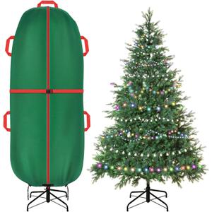 Jumbo Upright Christmas Tree Storage Bag with Zipper & Adjustable Straps, Tear Resistant Storage Cover for 9 Foot Assembled Tree (Green)