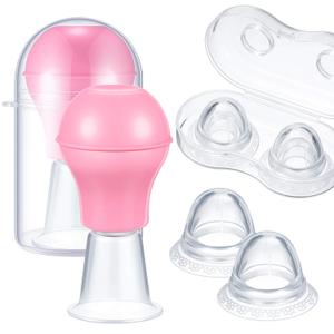 Frienda 4 Pieces Nipple Sucker Nipple Corrector Nipple Puller Women Breastfeeding Flat Inverted Nipple, Aspirator Nipples Retraction Nipples Silicone Cups for Mommy Girl (Pink)