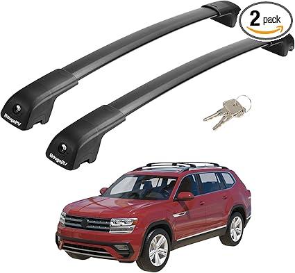 BougeRV Lockable Roof Rack Cross Bars Compatible with Volkswagen VW Atlas 2017-2025 Aluminum Anti-Rust Crossbars for Roof Cargo Carrier Bag Kayak Canoe Bike Luggage Snowboard, Black