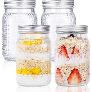 WELLIFE Mason Jars 32 oz, 4 Pack Quart Mason Jars Wide Mouth for Pickling, Canning, Fermenting and Food Storage, Microwave & Dishwasher Safe