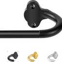 Black Wrap Around Curtain Rods:5/8" Small Blackout Adjustable Window Curtain Rod for Bedroom Kitchen Apartment Renter Friendly,Room Darkening Curved Drapery Rods Easy Install,Matte Black 66-120"