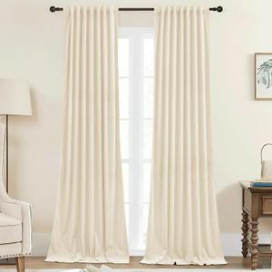 StangH Ivory White Velvet Curtains 84 Inch Length - Light Dimming Thermal Insulated Drapes for Nursery Kids Bedroom Back Tab Privacy for Living Dining Room, W42 x L84, 2 Panels