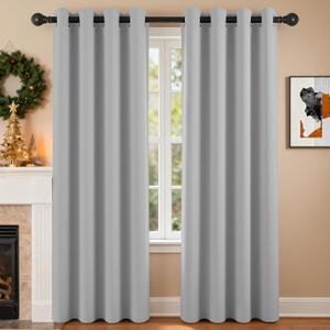 2-Panel-Curtain Room Darkening, 84 Inch Length for Bedroom Living Room, Insulated Thermal Grommet Curtain Drapes, Blackout(60-90%,Not 100%) Window Treatment Decor, Pack of 2, 52x84, Silver Grey