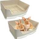 kathson 2PCS Large Rabbit Litter Box Trainer, Potty Corner Toilet with Drawer Bigger Pet Pan for Adult Hamster, Guinea Pig, Ferret, Galesaur, Bunny and Other Animals (Brown)