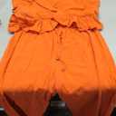 FANCYINN Womens 2 Pieces Outfits Deep V Neck Crop Top Side Slit Drawstring Wide Leg Pants Set Jumpsuits (Small, Orange)