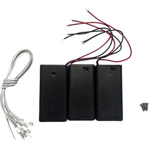 Flever DIY House Accessory for Dollhouse Miniature-3 PCS AA Battery Packs with 6 PCS LED Light Wires