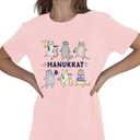 Hanukkah Shirt Women Bow Menorah Candles Hanukkah T-Shirt Jewish Menorah Chanukah Tee Tops (Pink, L)