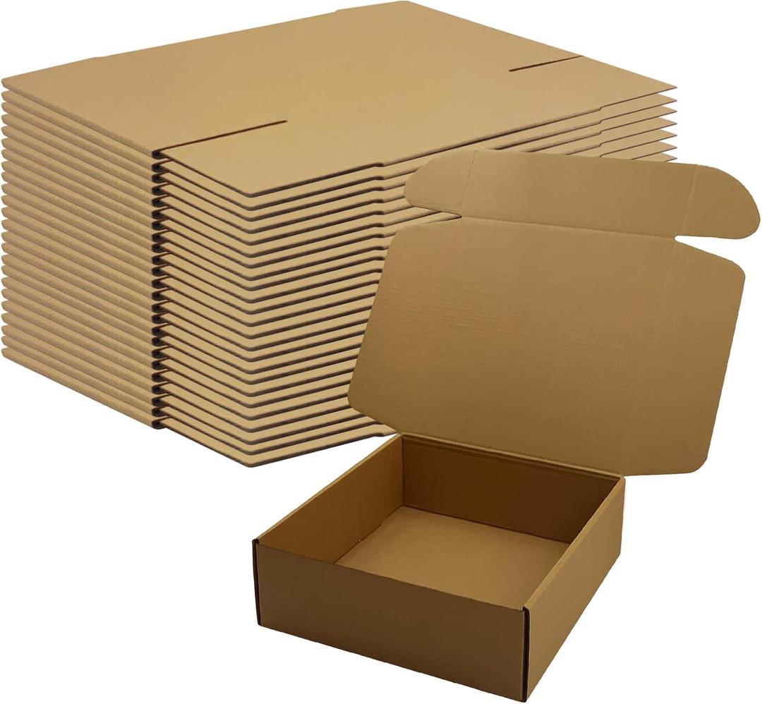 9x9x3 Inches Shipping Boxes Set of 25Brown Cardboard Boxes Recyclable Corrugated Mailers for Small Business, E-commerce, Gift Packaging Storage Boxes Products Box Self-Locking Folding Boxes