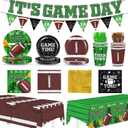 Football Party Supplies Kit Serve 24, Football Party Decorations Include It's Game Day Banner Football Paper Plates Napkins Cups Forks Knives Spoons Tablecloths for Football Birthday Party Decorations