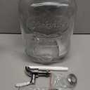 1 Gallon Drink Dispenser with Spigot 18/8 Stainless Steel  Airtight & Leakproof Glass Sun Tea Jar with Anti-Rust Lids, Beverage Dispenser for Parties - Laundry Detergent Holder (Single, Silver)