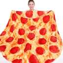mermaker Pepperoni Pizzas Blanket 71 inches for Adult Kids, Realistic Pizzas Throw Blanket Funny Gifts for Women Men Teen Boy Girl, 285 GSM Soft Flannel Food Blanket for Christmas Birthday Gifts-Red